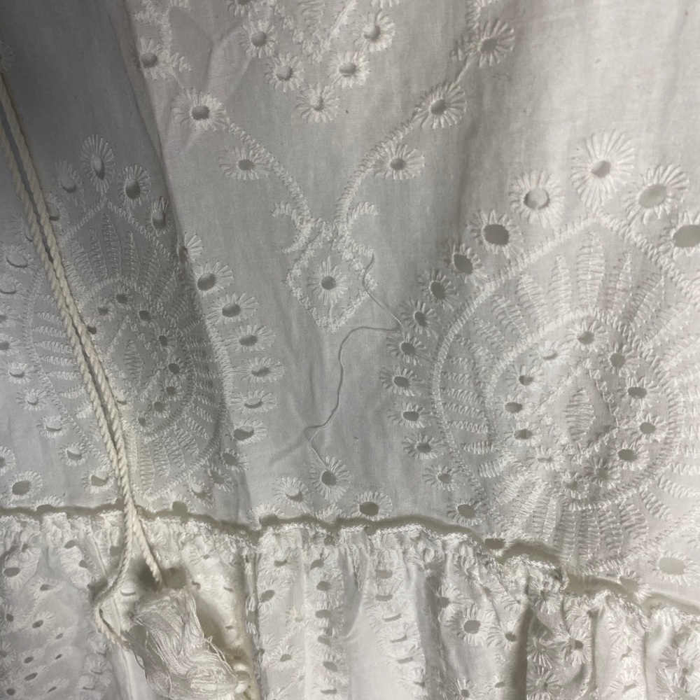 Womens 2XL Eyelet Hole Tiered Dress Long Maxi White peasant Cottagecore - Picture 7 of 12